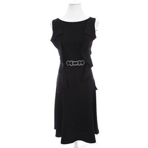 Rickie Freeman Teri Jon Sz 2 Black Ruffle Fit and Flare Beaded Belted Dress